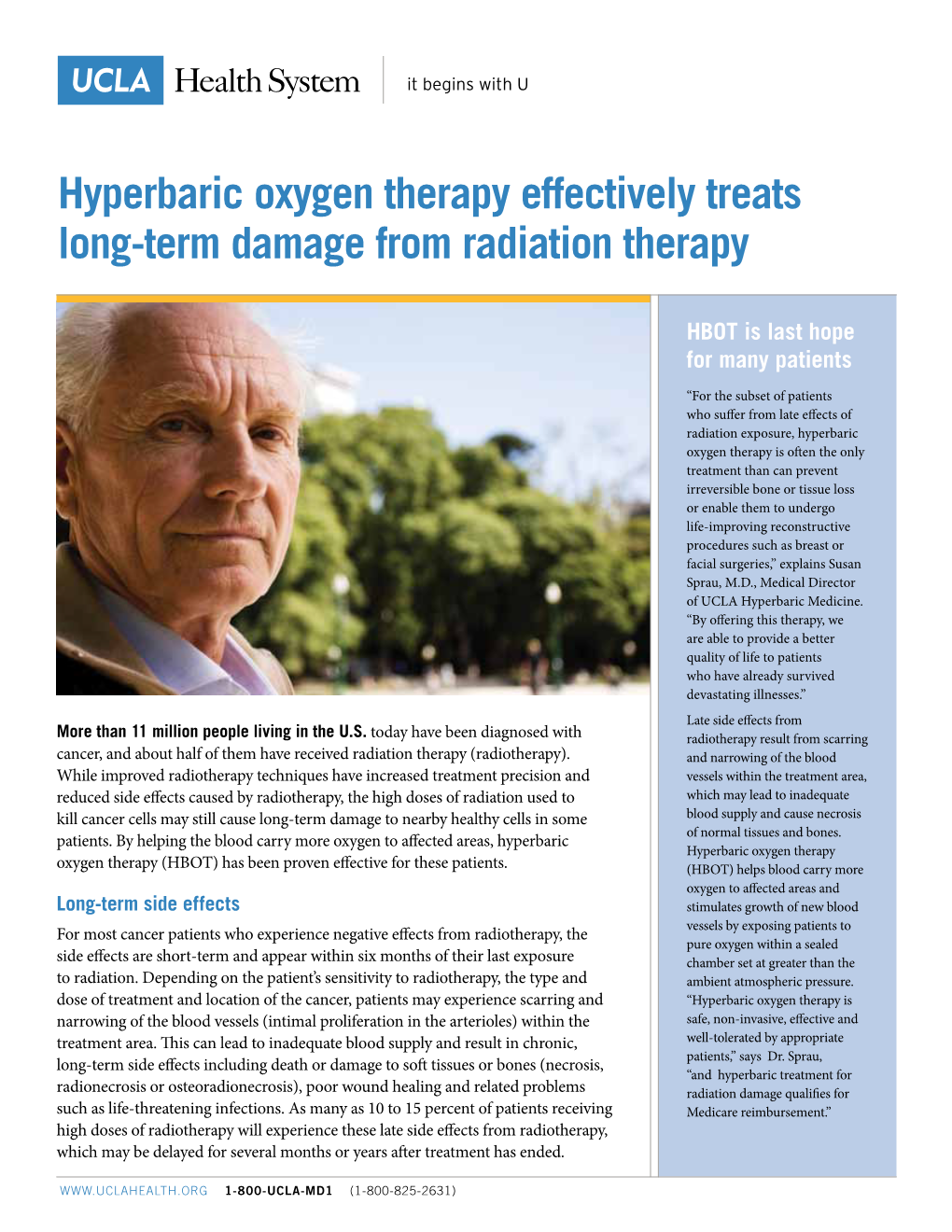 Hyperbaric Oxygen Therapy Effectively Treats Long-Term Damage from Radiation Therapy