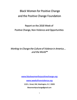 2018 Week of Non-Violence Report