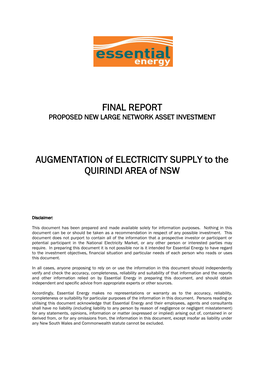 Augmentation of Electricity Supply to Quirindi Area Page 2 of 16