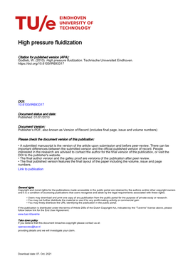 High Pressure Fluidization