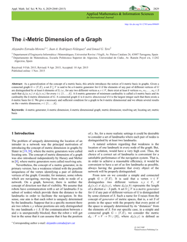 The K-Metric Dimension of a Graph -.:: Natural Sciences Publishing