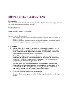 Dopper Effect Lesson Plan