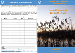 Cotswold Water Park Species Check List