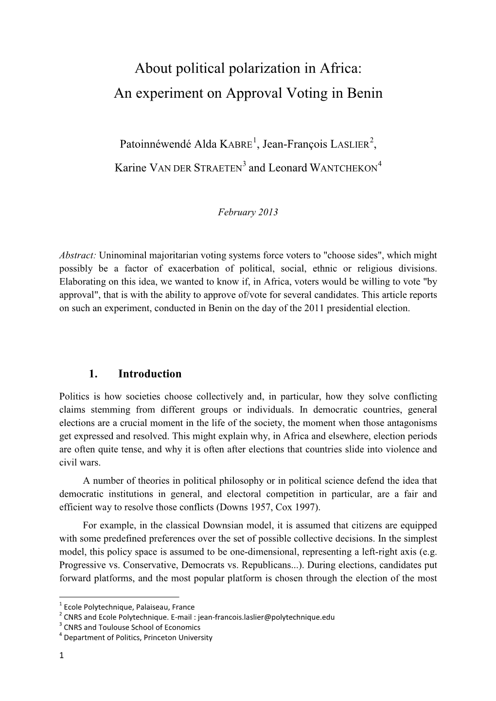 About Political Polarization in Africa: an Experiment on Approval Voting in Benin