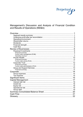 Management's Discussion and Analysis of Financial Condition And