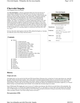 Chevrolet Impala - Wikipedia, the Free Encyclopedia Page 1 of 14