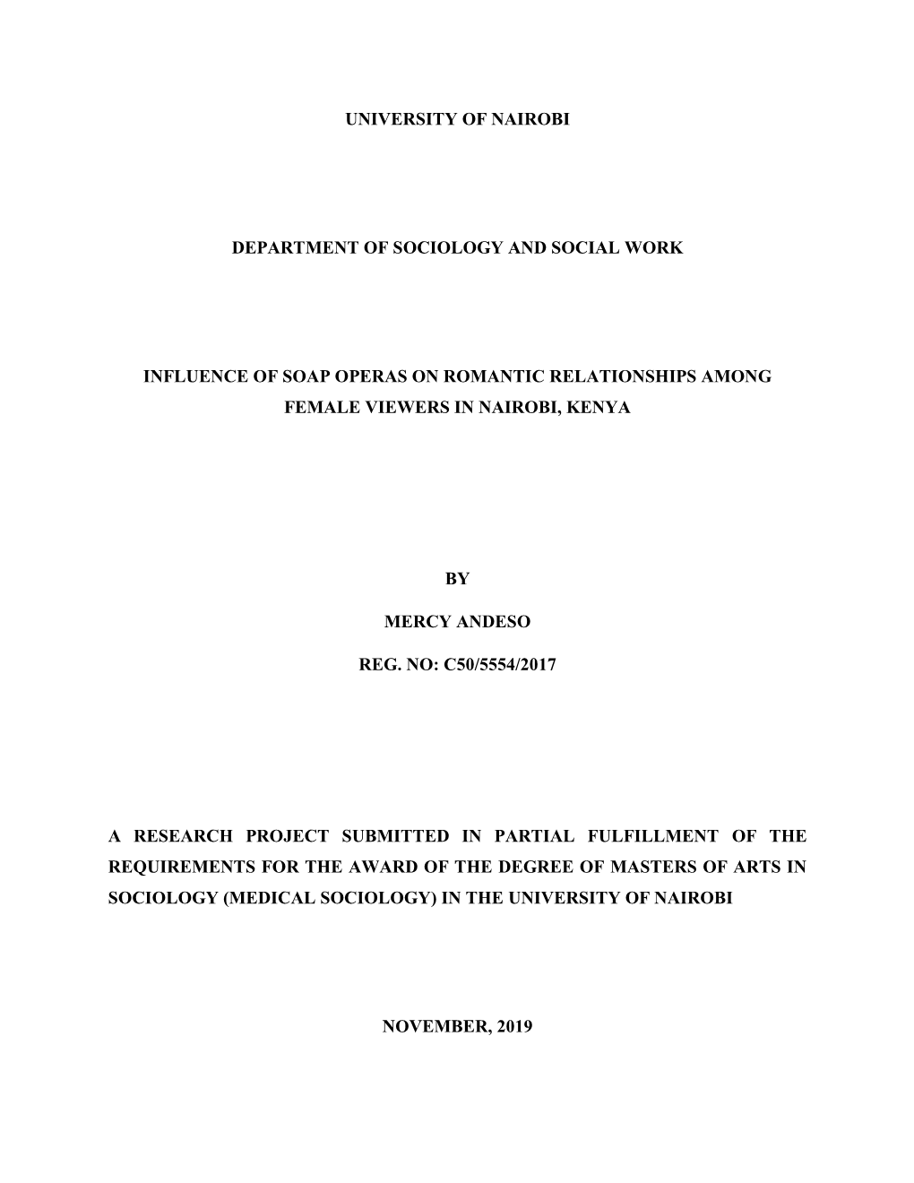 Influence of Soap Operas on Romantic Relationships Among Female Viewers in Nairobi, Kenya