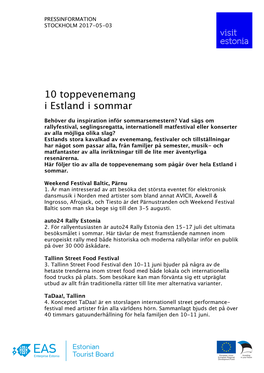 10 Toppevenemang I Estland I Sommar