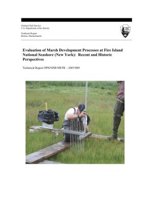 Evaluation of Marsh Development Processes at Fire Island National Seashore (New York): Recent and Historic Perspectives