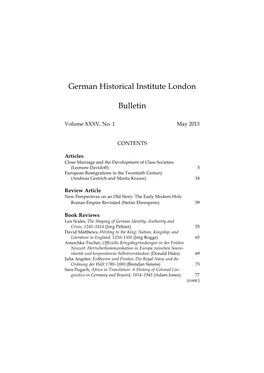 German Historical Institute London Bulletin Vol 35 (2013), No. 1