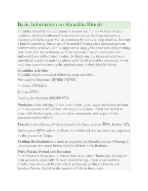 Basic Information on Shraddha Rituals