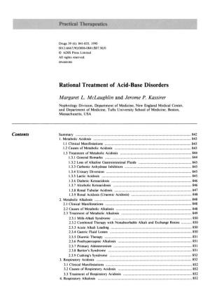 Rational Treatment of Acid-Base Disorders