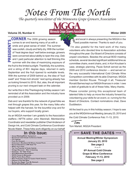 Notes from the North the Quarterly Newsletter of the Minnesota Grape Growers Association P R E S