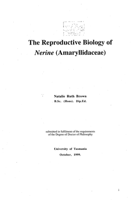 The Reproductive Biology of Nerine (Amaryllidaceae)