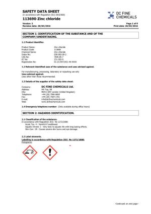 SAFETY DATA SHEET 113690-Zinc Chloride