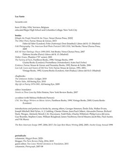 Luc Sante CV (Pdf)