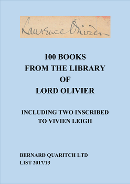 100 Books from the Library of Lord Olivier