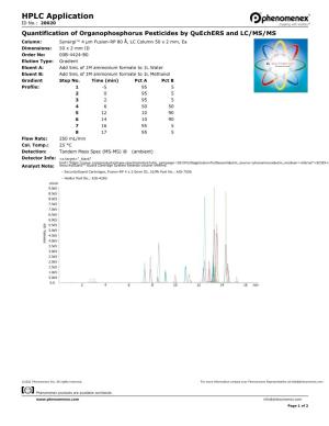 Quantification of Organophosphorus Pesticides by Quechers and LC