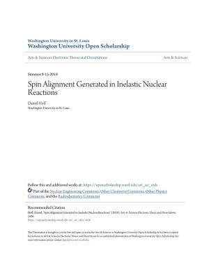 Spin Alignment Generated in Inelastic Nuclear Reactions Daniel Hoff Washington University in St