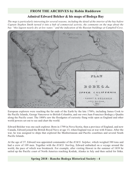 FROM the ARCHIVES by Robin Rudderow Admiral Edward Belcher & His Maps of Bodega