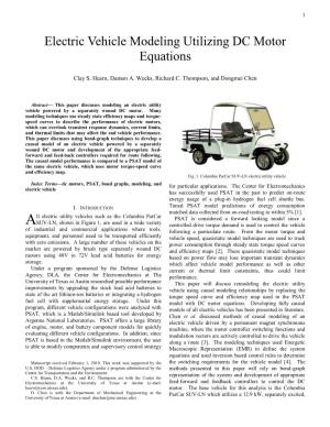 Electric Vehicle Modeling Utilizing DC Motor Equations