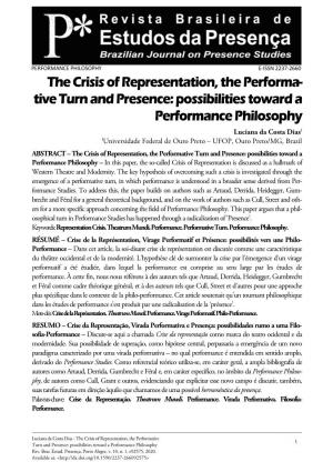 Tive Turn and Presence: Possibilities Toward a Performance Philosophy