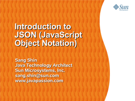 Introduction to JSON (Javascript Object Notation)