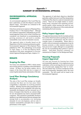 ENVIRONMENTAL APPRAISAL SUMMARY RESULTS Scoping The