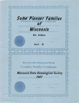 Some Pioneer Families of Wisconsin Vol. 2
