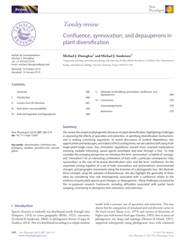 Confluence, Synnovation, and Depauperons in Plant Diversification