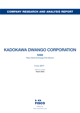 Kadokawa Dwango Corporation &lt;9468&gt;