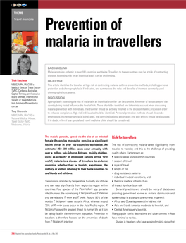 Prevention of Malaria in Travellers (Pdf 59KB)