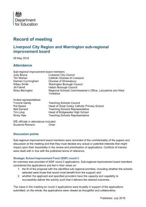Liverpool City Region and Warrington Sub-Regional Improvement Board