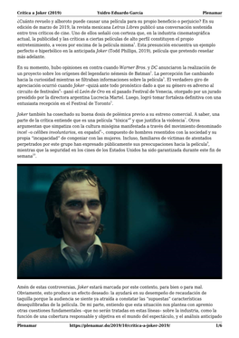 Crítica a Joker (2019)