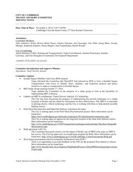 Transit Advisory Committee Minutes November 2014