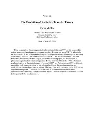 The Evolution of Radiative Transfer Theory