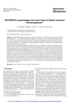 HST/WFPC2 Morphologies and Color Maps of Distant Luminous Infrared Galaxies