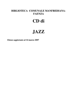 Elenco Cd Jazz