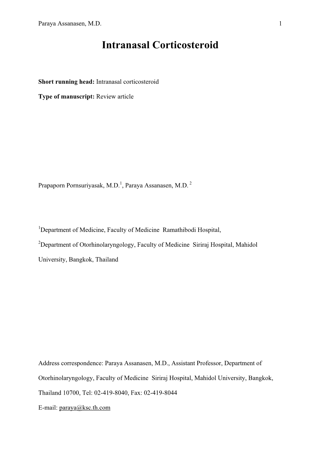 Intranasal Corticosteroids