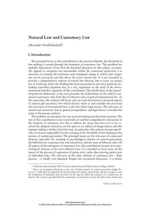 Natural Law and Customary Law