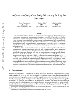 A Quantum Query Complexity Trichotomy for Regular Languages