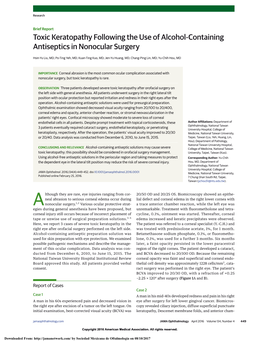 Toxic Keratopathy Following the Use of Alcohol-Containing Antiseptics in Nonocular Surgery