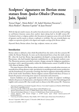 Sculptors' Signatures on Iberian Stone Statues from Ipolca-Obulco (Porcuna, Jaén, Spain)