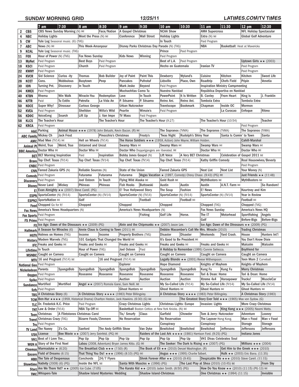 Sunday Morning Grid 12/25/11