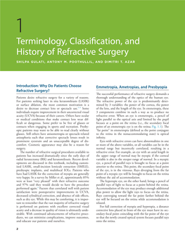 Terminology, Classification, and History of Refractive Surgery