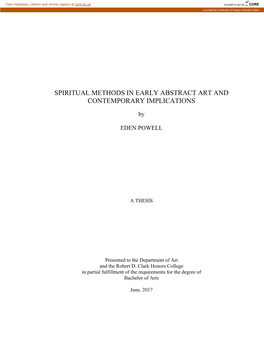 Spiritual Methods in Early Abstract Art and Contemporary Implications
