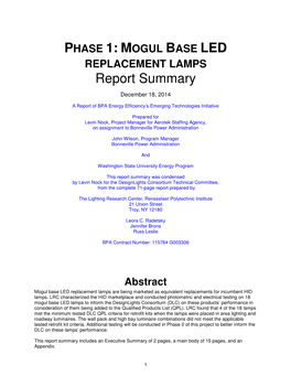 MOGUL BASE LED REPLACEMENT LAMPS Report Summary