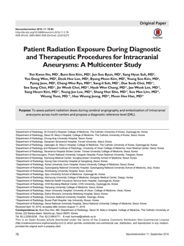 Patient Radiation Exposure During Diagnostic and Therapeutic Procedures for Intracranial Aneurysms: a Multicenter Study