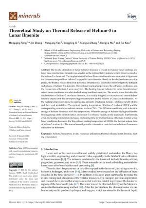 Theoretical Study on Thermal Release of Helium-3 in Lunar Ilmenite