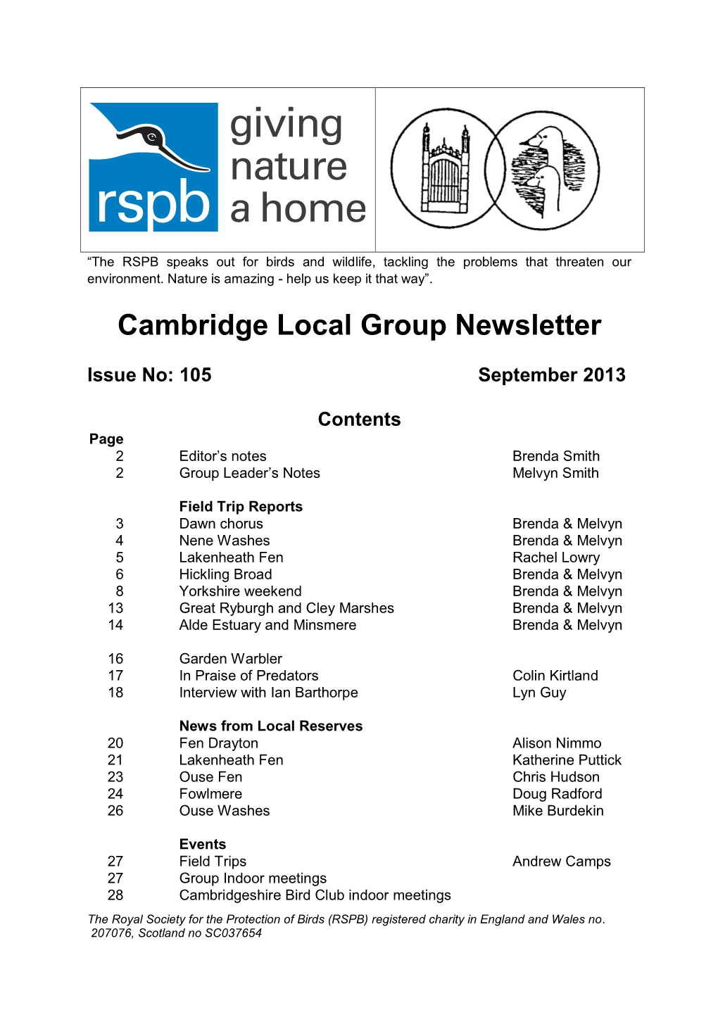 Cambridge Local Group Newsletter